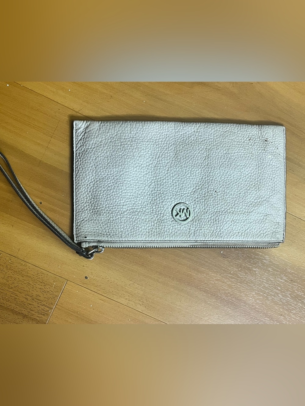 Michael Kors Grey Pebbled Leather Wristlet Clutch